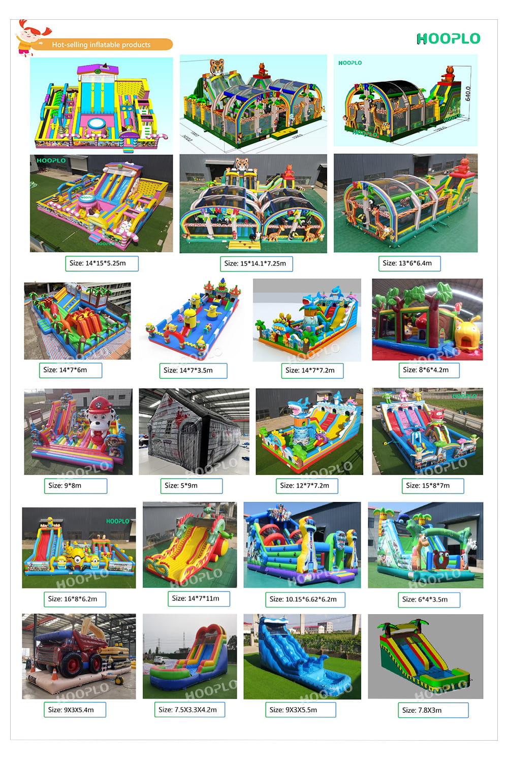 Commercial inflatable obstacle courses, bouncy castles and slides for outdoor amusement parks and events