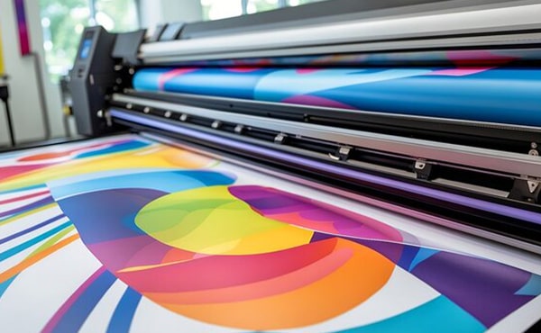 High definition digital printing machine producing bright custom graphics on inflatable PVC material, long-lasting vivid color printing