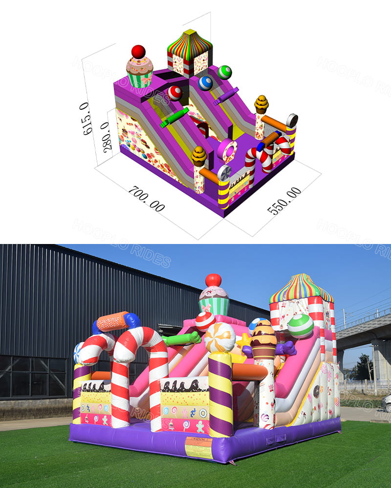 Mobile View of Custom Candy Inflatable Bounce House Design - Free Custom Design Service