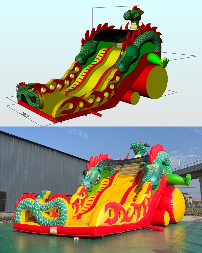 Mobile View of Custom Dragon Inflatable Slide Design - Free Design for Commercial Use