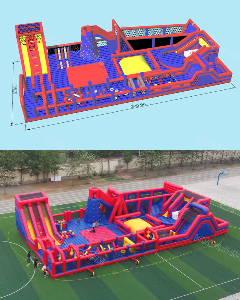 Mobile View of Custom Inflatable Obstacle Course Design - Free Design Service for Commercial Bounce Parks