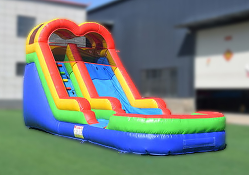Rainbow inflatable swimming pool equipped with small slide, portable kids inflatable pool for backyard summer water play and family party