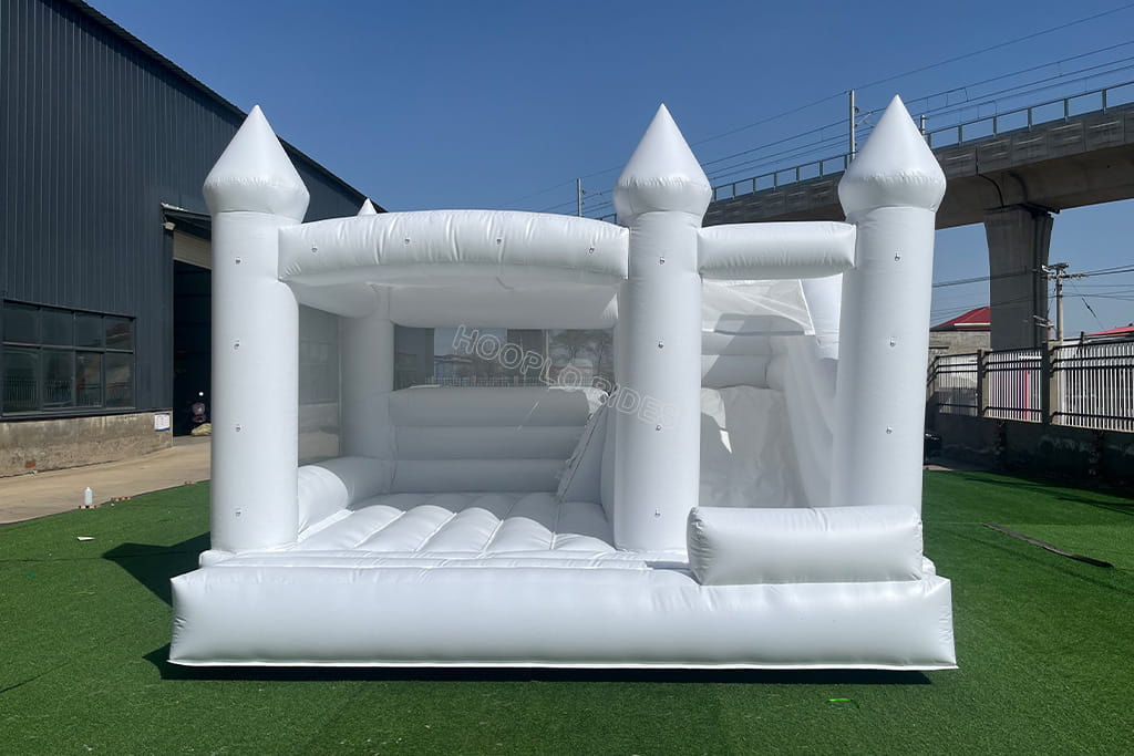 White Wedding Bounce House with Slide - All White Inflatable Castle for Weddings, Parties and Events