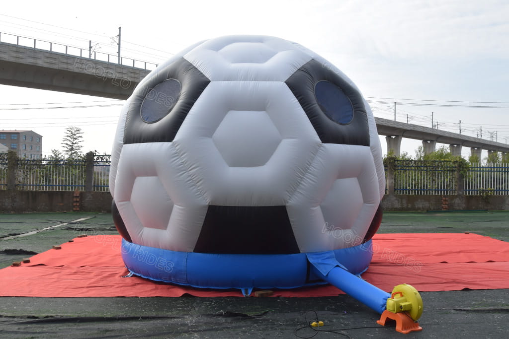 Hooplo Football Shaped Inflatable Bounce House, Soccer Dome Kids Bouncer Matching Air Blower, Outdoor Football Themed Inflatable Jump Castle