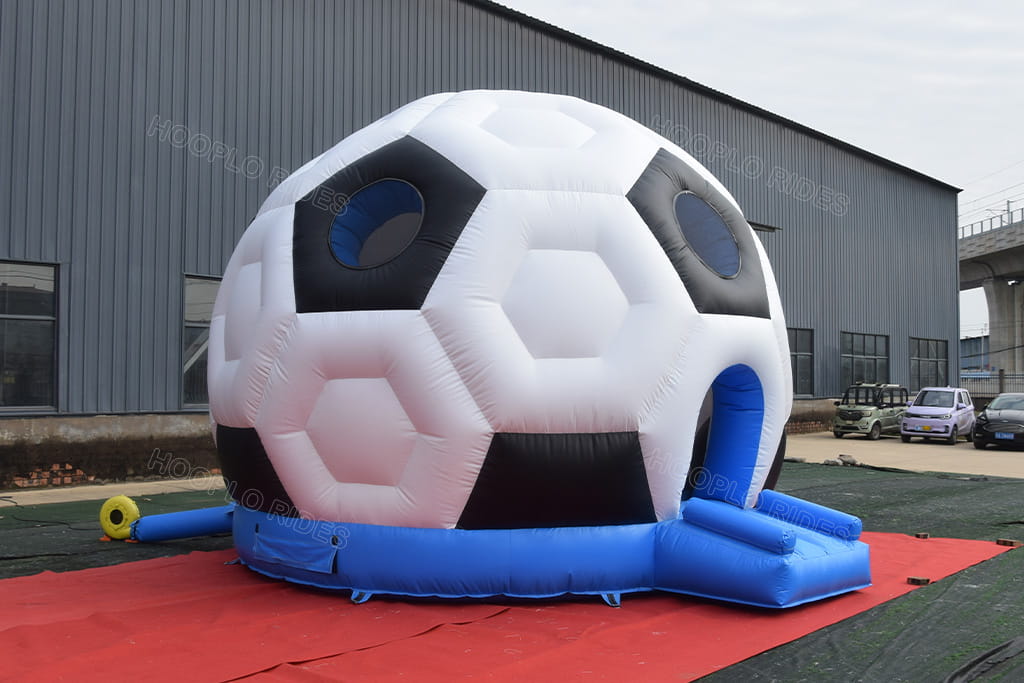 Outdoor Football Shape Inflatable Bounce House, Hooplo Black White Soccer Ball Bouncer For Backyard & Event Rental Business