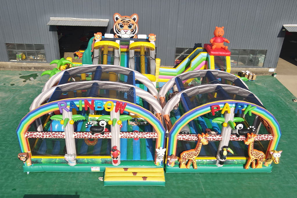 Rainbow Park Forest Animal Inflatable Bounce House