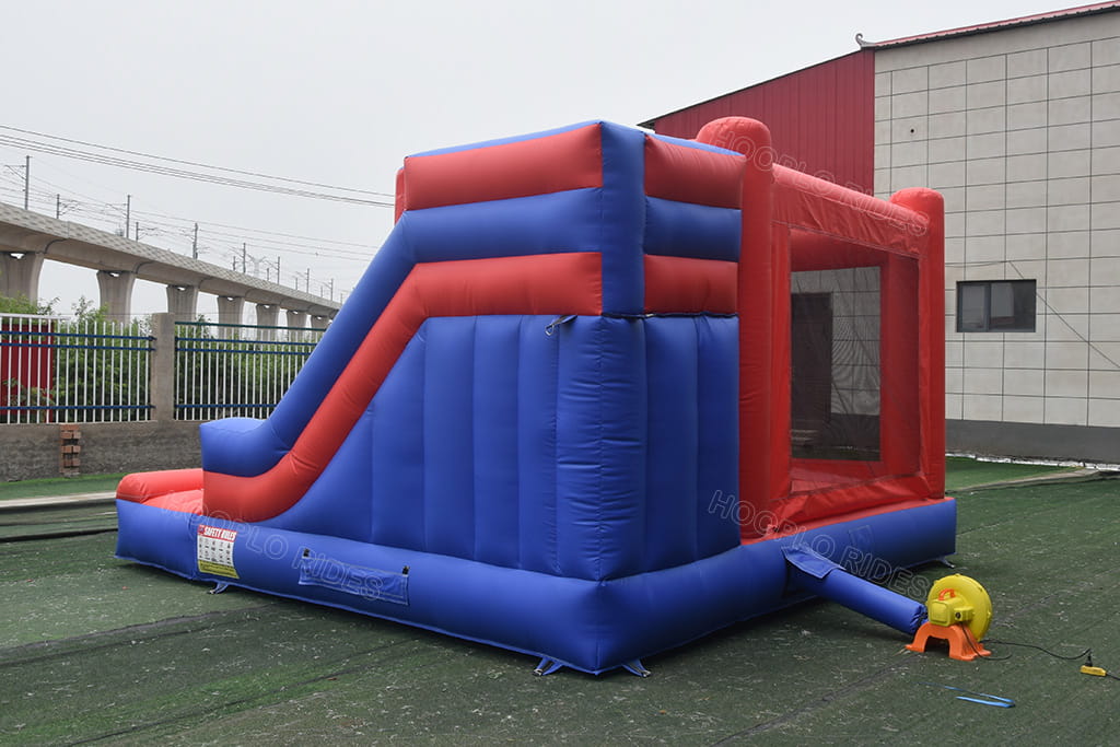 Side Profile View Mario Inflatable Slide Bounce Combo, Heavy Duty Outdoor Kids Play Bouncy Castle For Rental Business