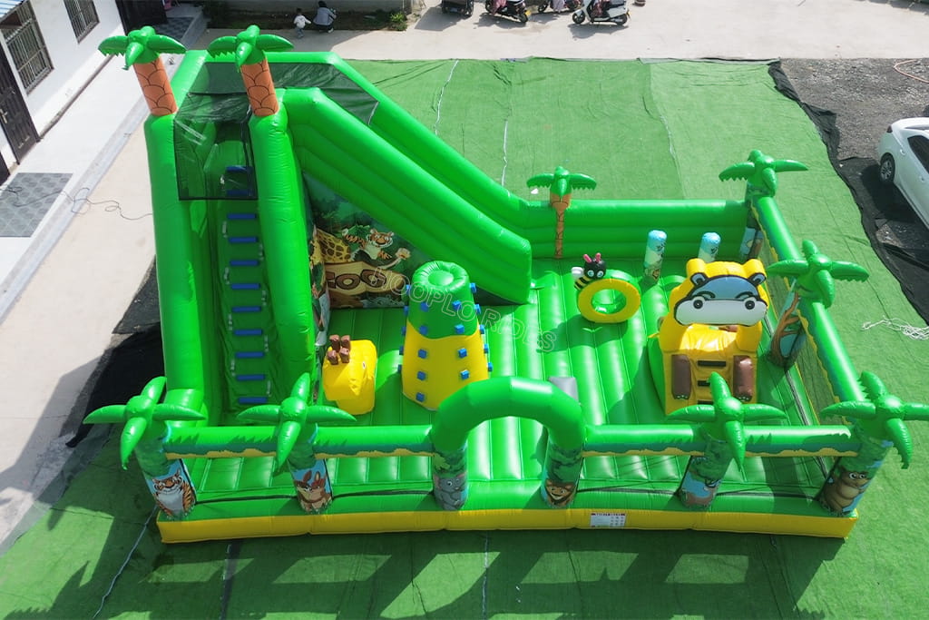 Jungle Animal Inflatable Fun City with Slide