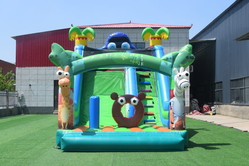 Jungle Zoo Inflatable Slide